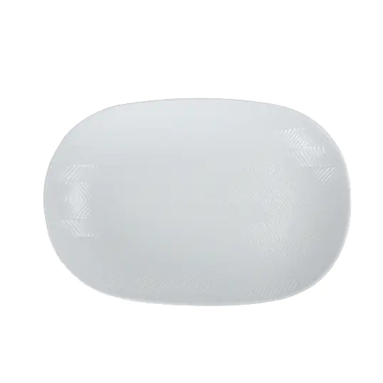 Porcelain Oval Platter with Debossed Pattern 